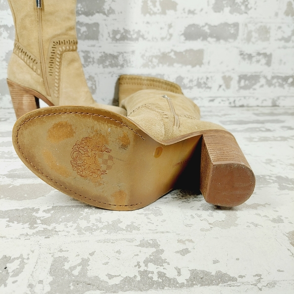 Vince Camuto Madolee Tan Suede Block Heel Over the Knee Boots H866 - Picture 8 of 13